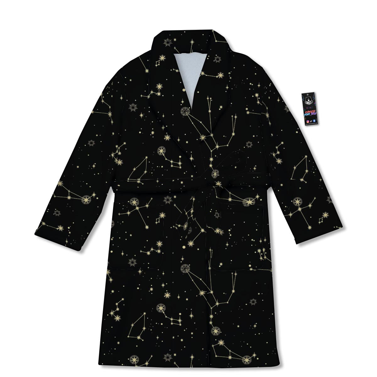 Sky Star Print Pattern Bathrobe-grizzshop