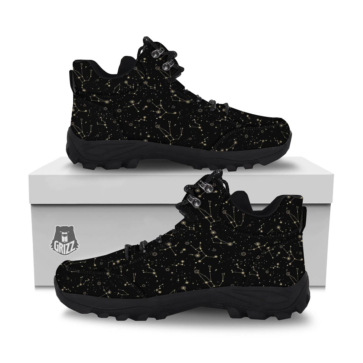Sky Star Print Pattern Hiking Shoes-grizzshop