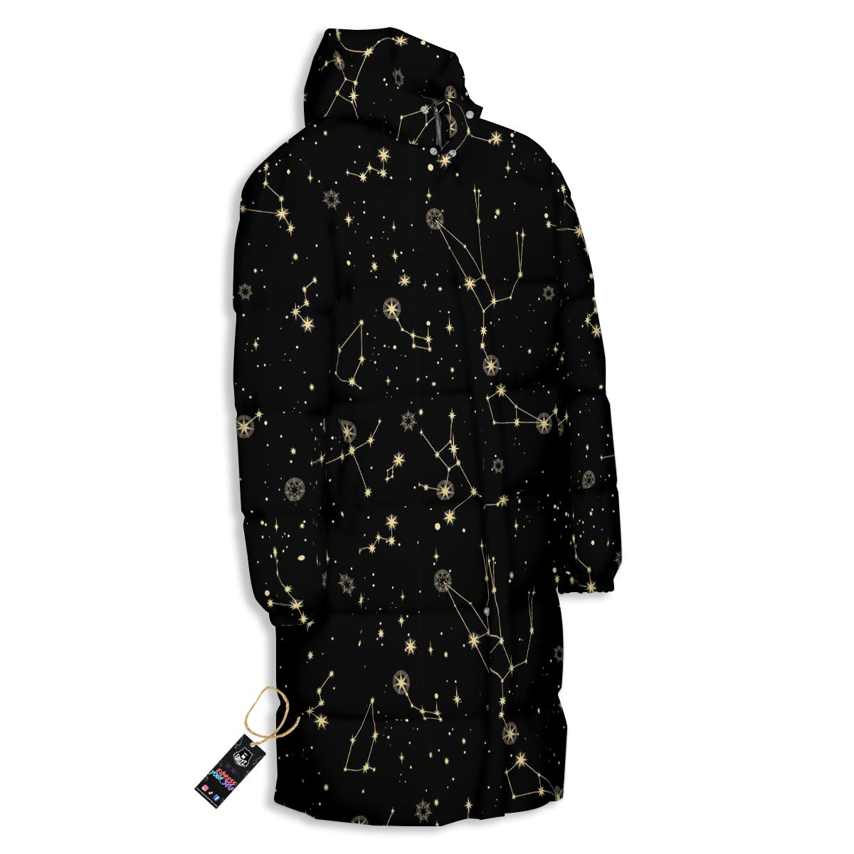 Sky Star Print Pattern Long Down Jacket-grizzshop