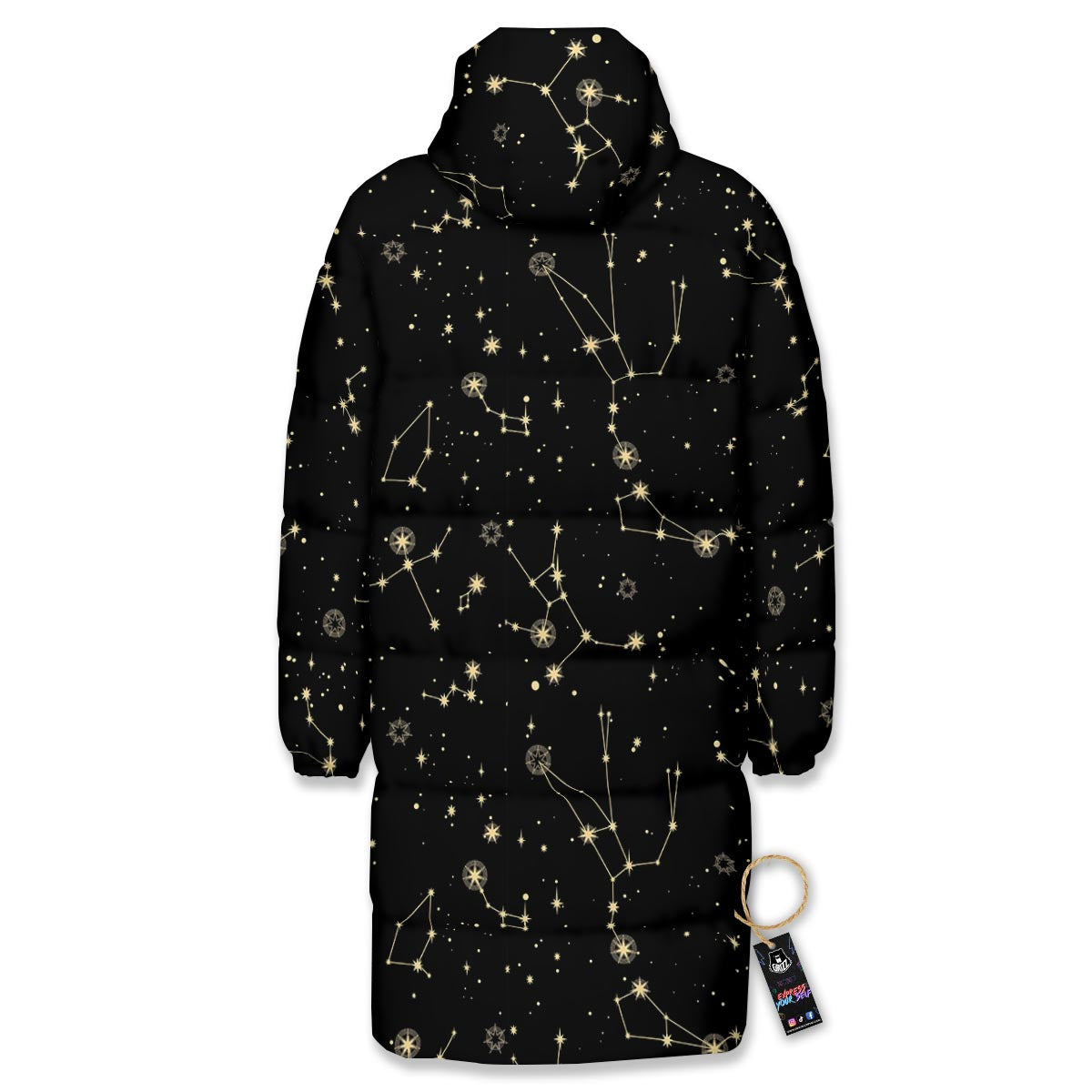 Sky Star Print Pattern Long Down Jacket-grizzshop