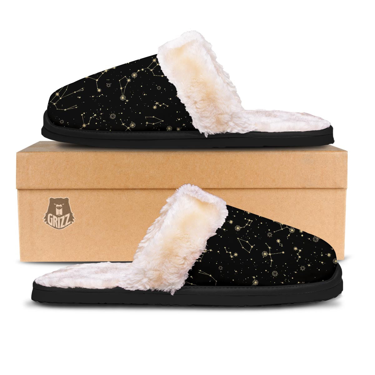 Sky Star Print Pattern Slippers-grizzshop