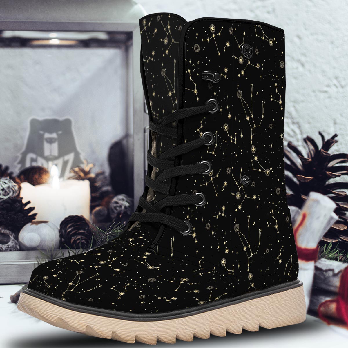 Sky Star Print Pattern Snow Boots-grizzshop