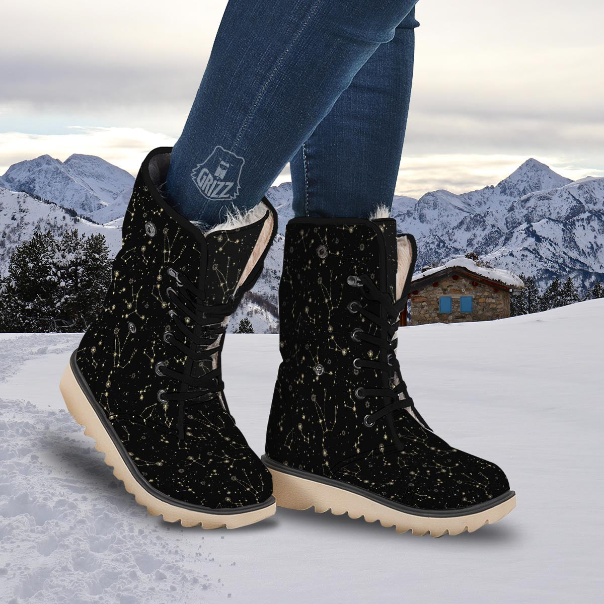 Sky Star Print Pattern Snow Boots-grizzshop