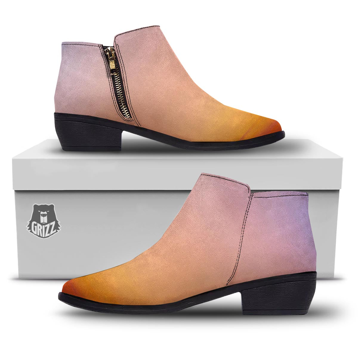 Sky Sunrise Print Ankle Boots-grizzshop