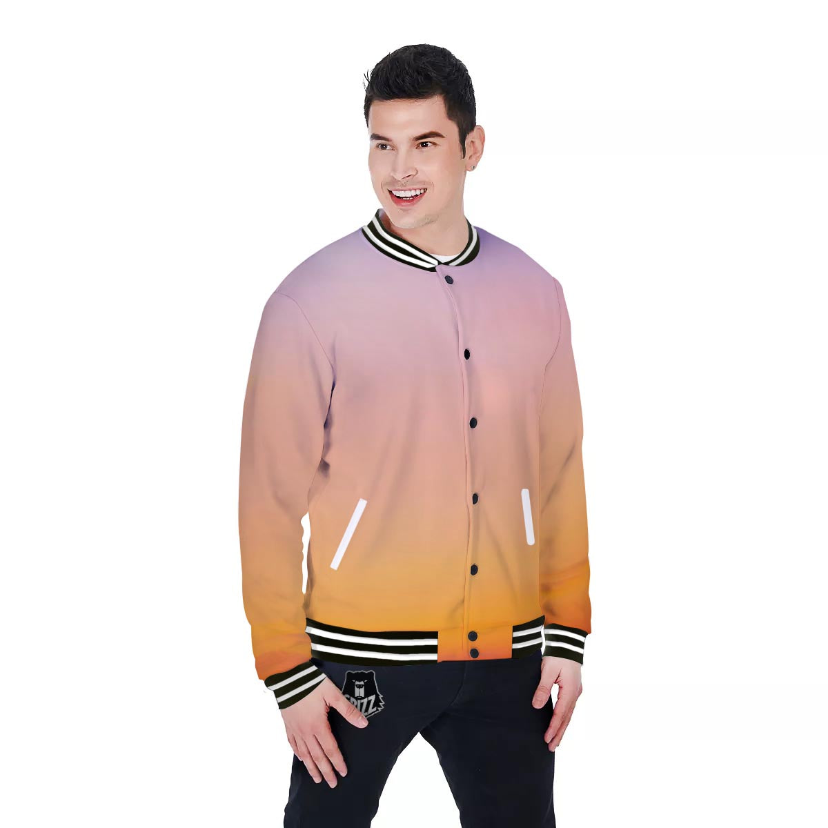 Sky Sunrise Print Baseball Jacket-grizzshop