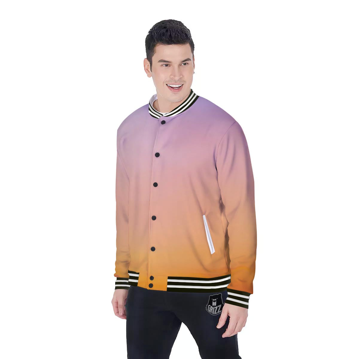 Sky Sunrise Print Baseball Jacket-grizzshop