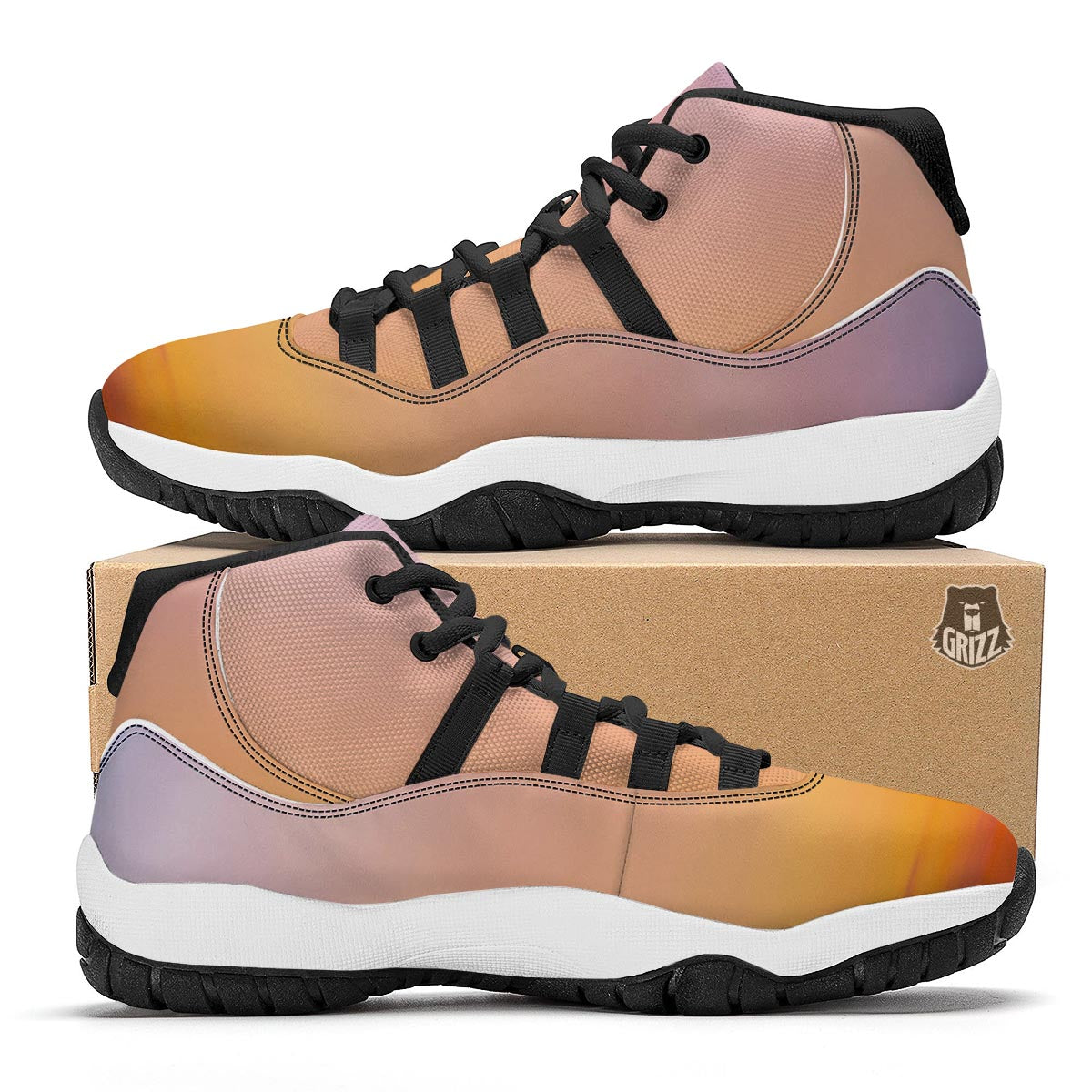 Sky Sunrise Print Black Bball Shoes-grizzshop