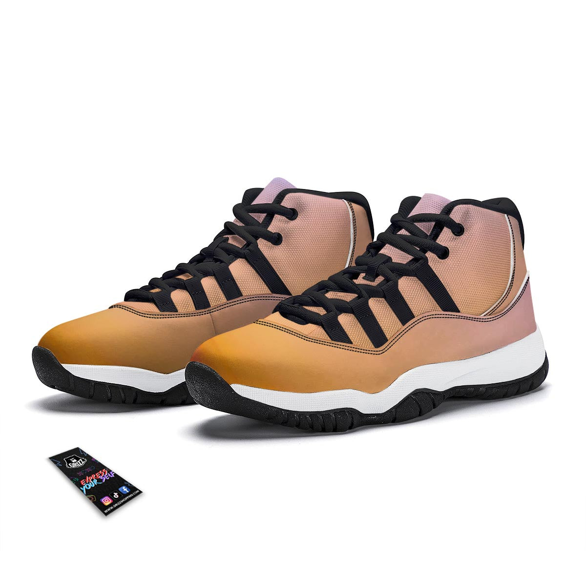 Sky Sunrise Print Black Bball Shoes-grizzshop