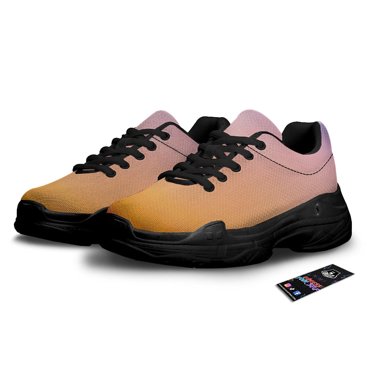 Sky Sunrise Print Black Chunky Shoes-grizzshop