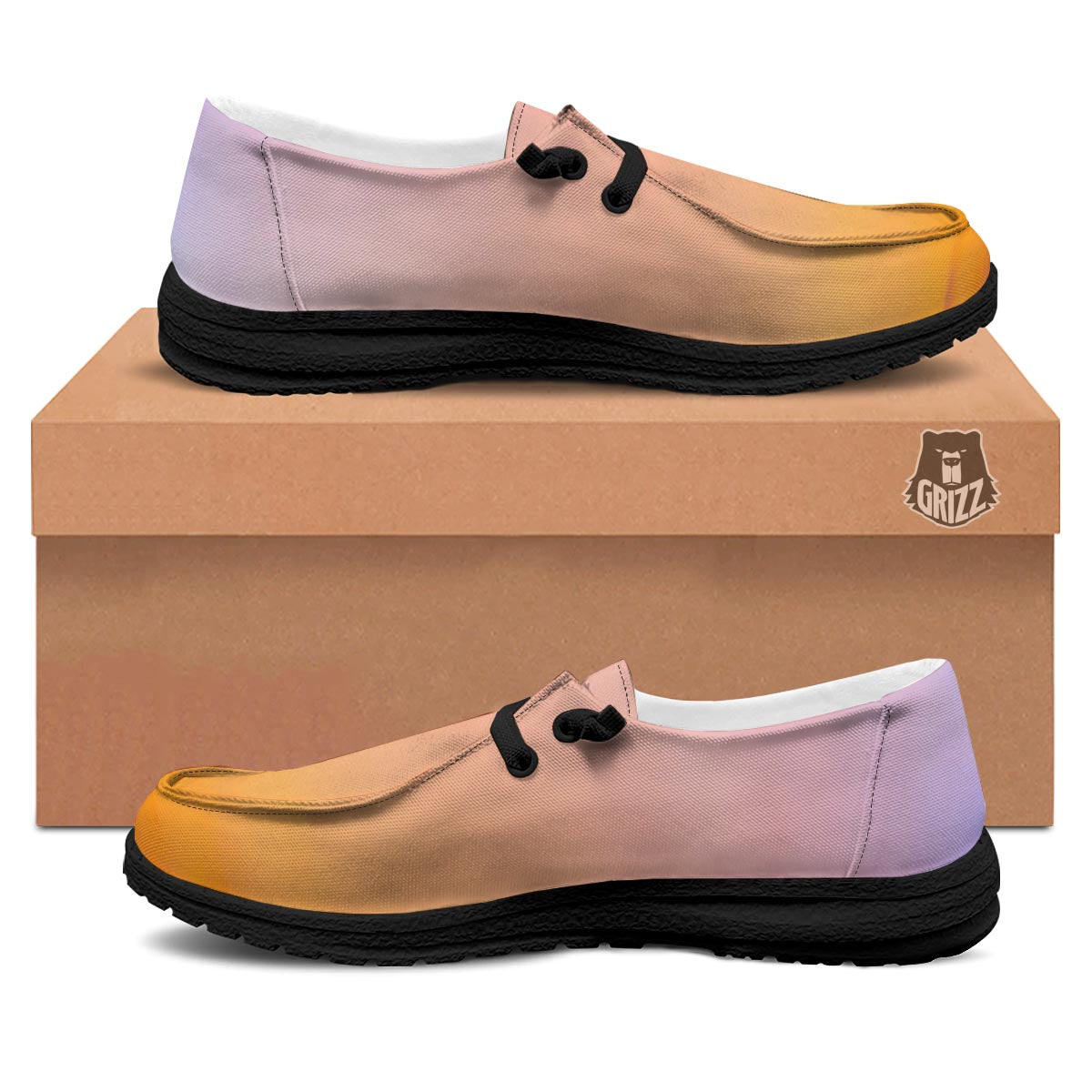Sky Sunrise Print Black Loafers-grizzshop