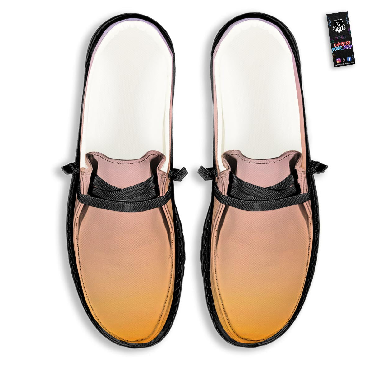 Sky Sunrise Print Black Loafers-grizzshop