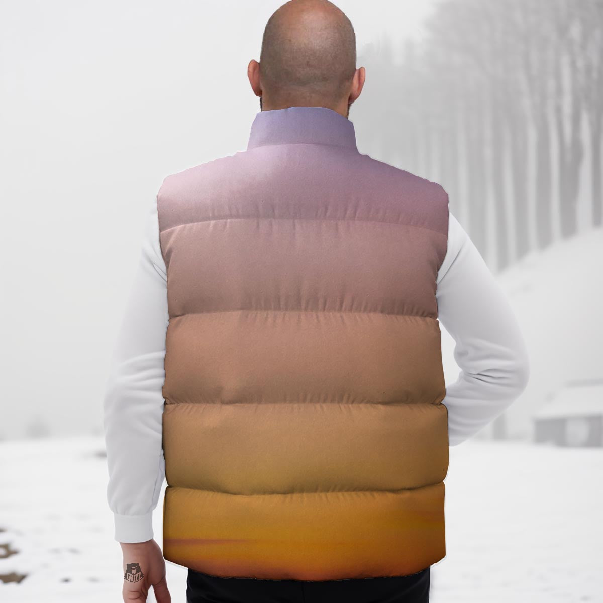 Sky Sunrise Print Down Vest