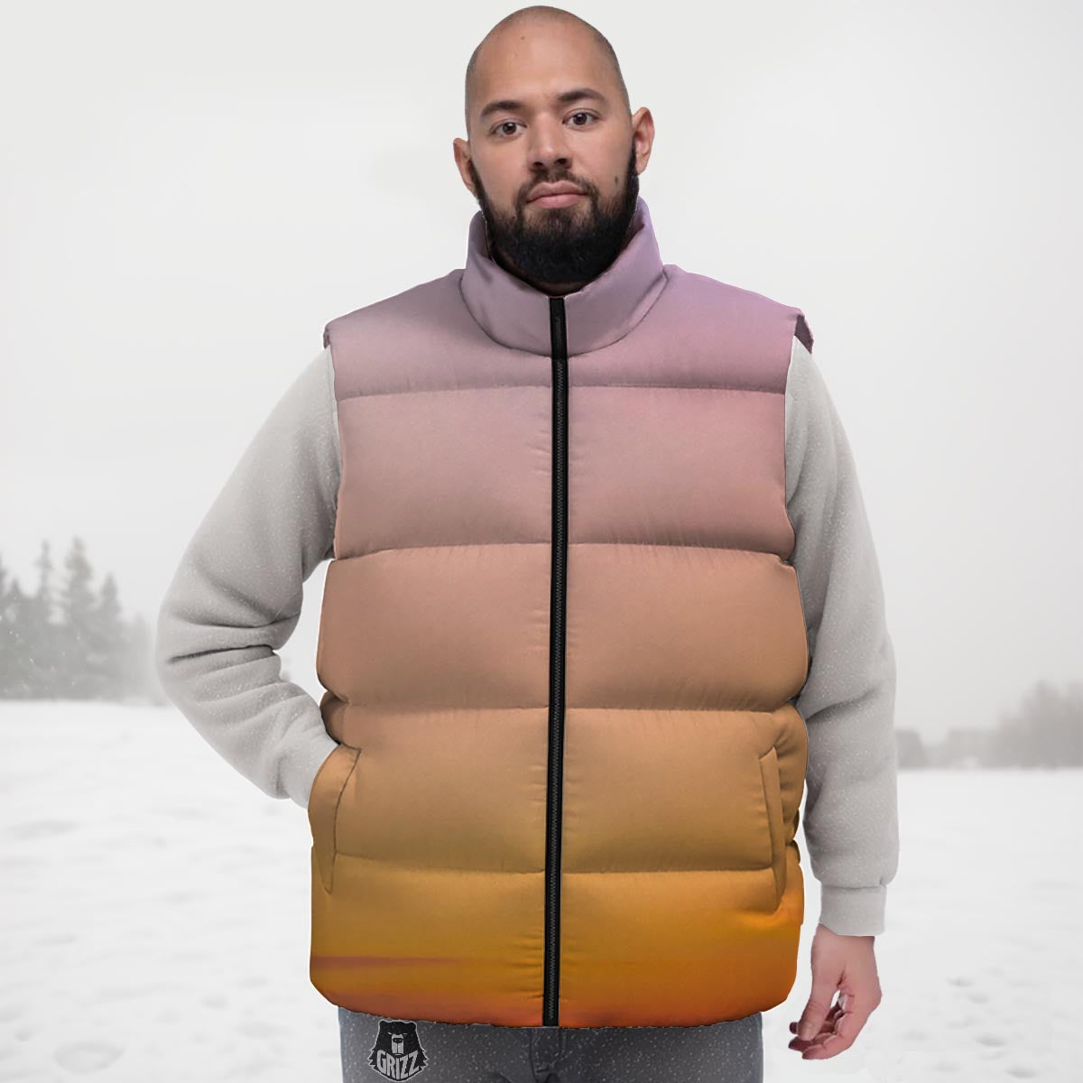 Sky Sunrise Print Down Vest