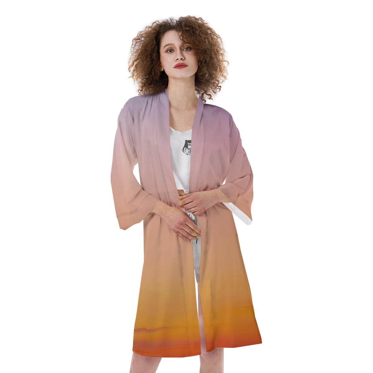 Sky Sunrise Print Kimono-grizzshop