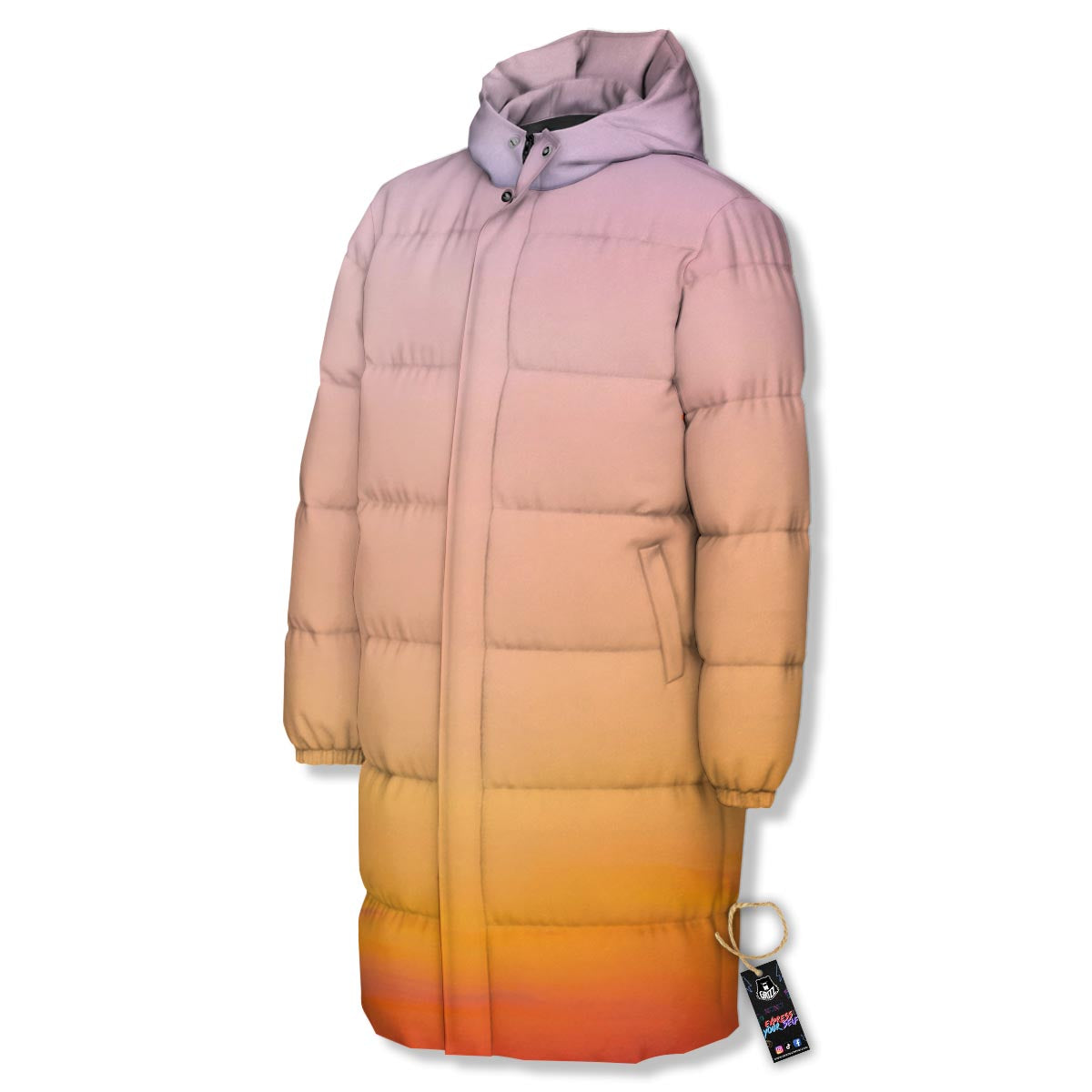 Sky Sunrise Print Long Down Jacket-grizzshop
