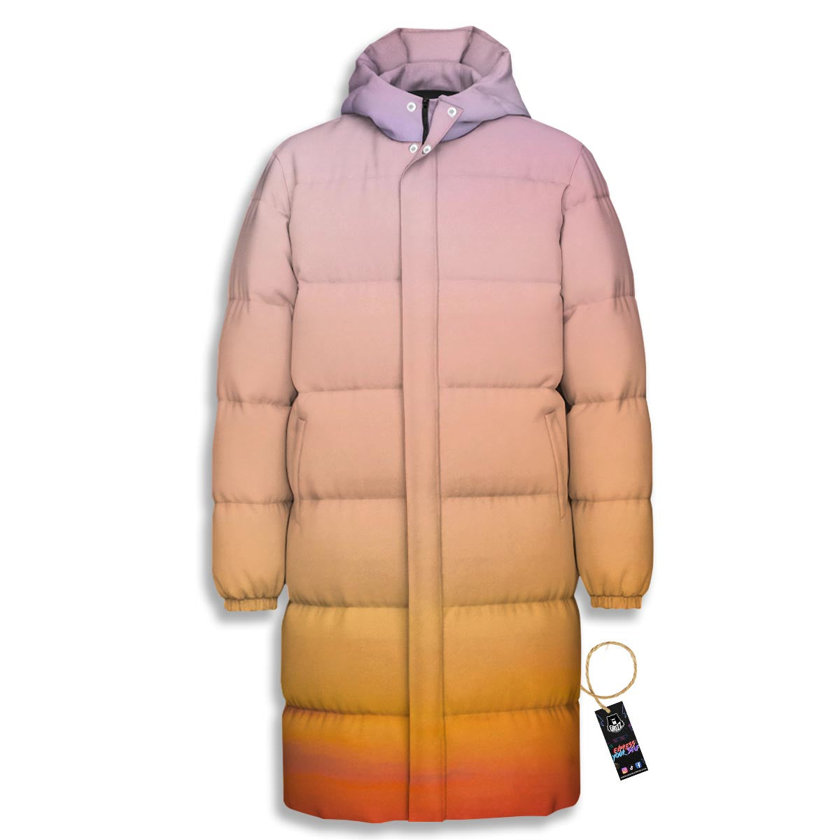 Sky Sunrise Print Long Down Jacket-grizzshop