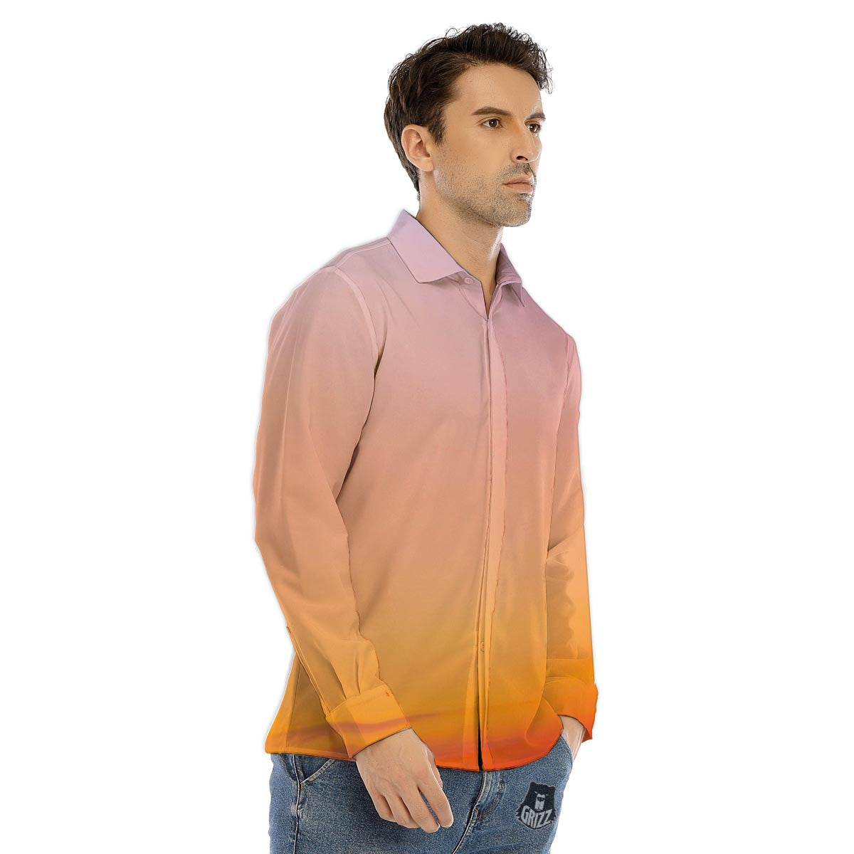 Sky Sunrise Print Men's Dress Shirts-grizzshop