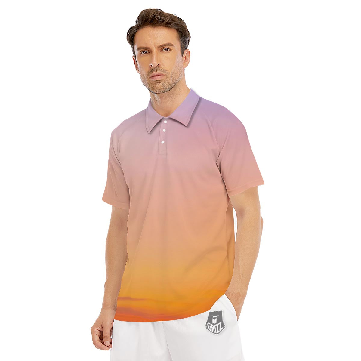 Sky Sunrise Print Men's Golf Shirts-grizzshop