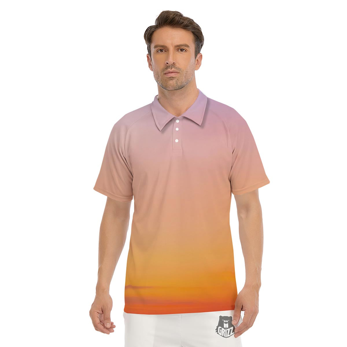 Sky Sunrise Print Men's Golf Shirts-grizzshop