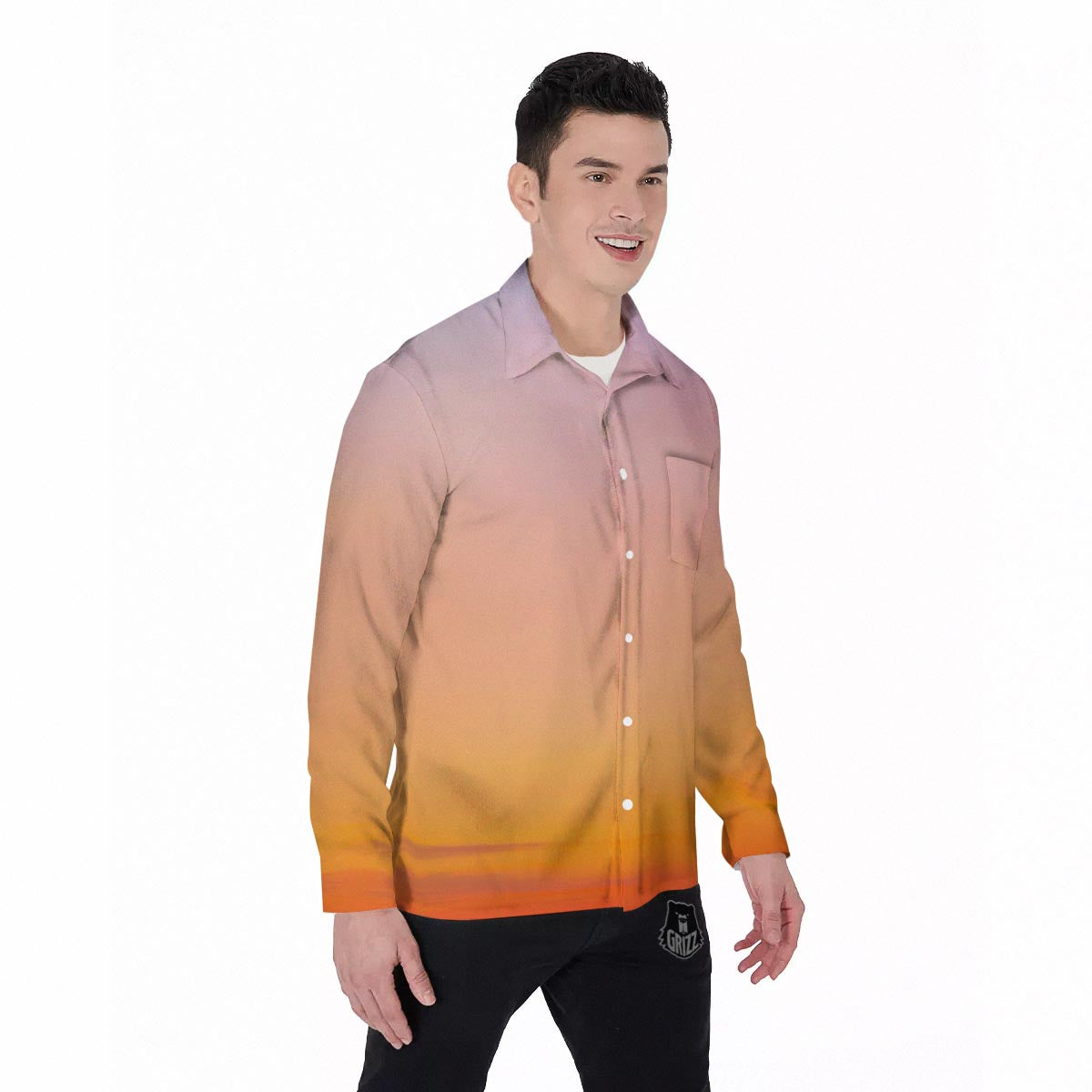 Sky Sunrise Print Men's Long Sleeve Shirts-grizzshop