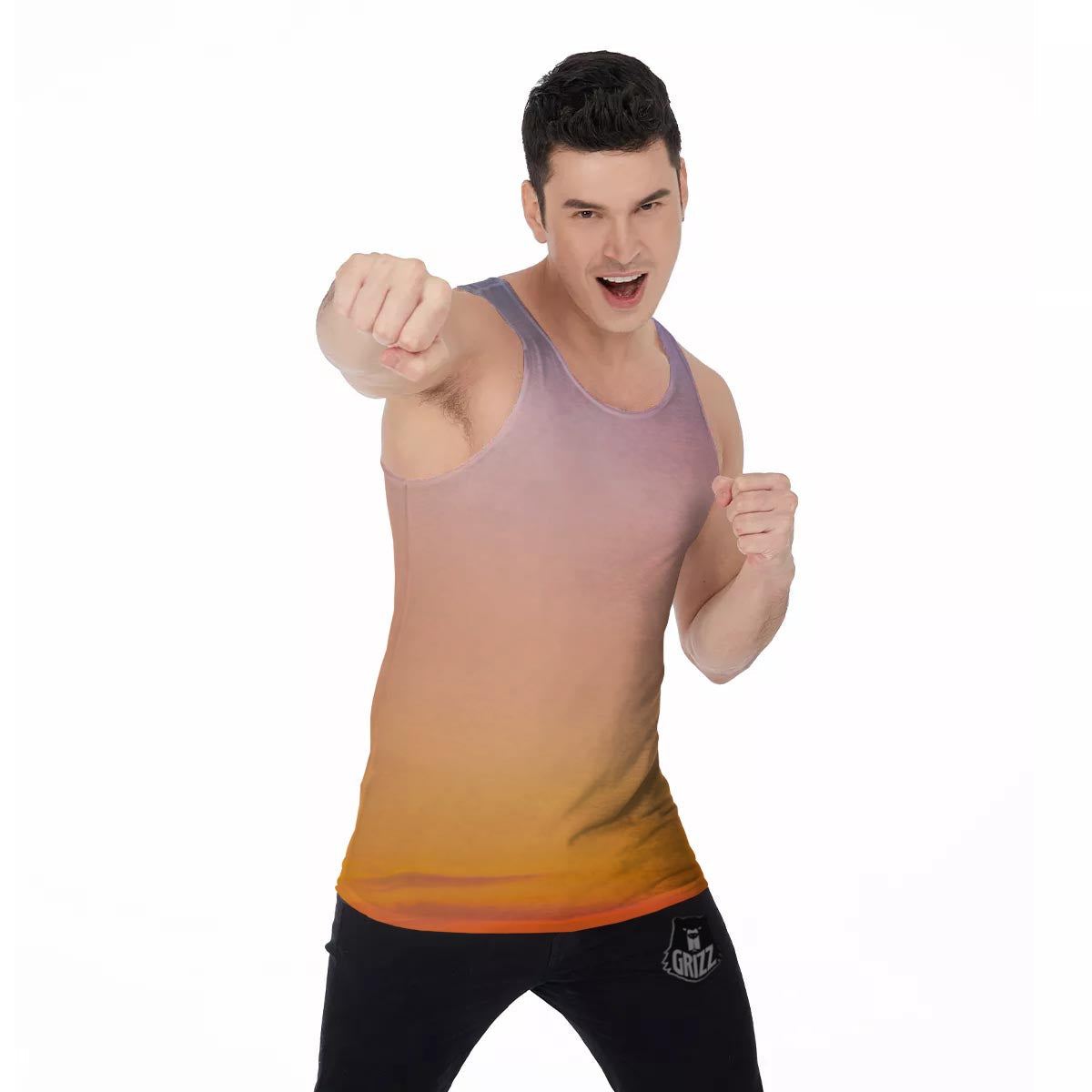 Sky Sunrise Print Men's Tank Top-grizzshop