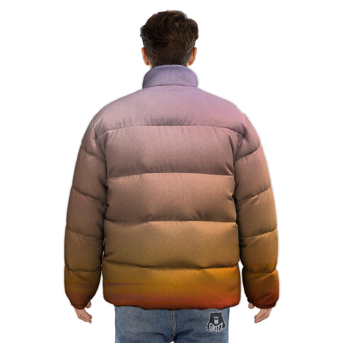 Sky Sunrise Print Puffer Jacket-grizzshop