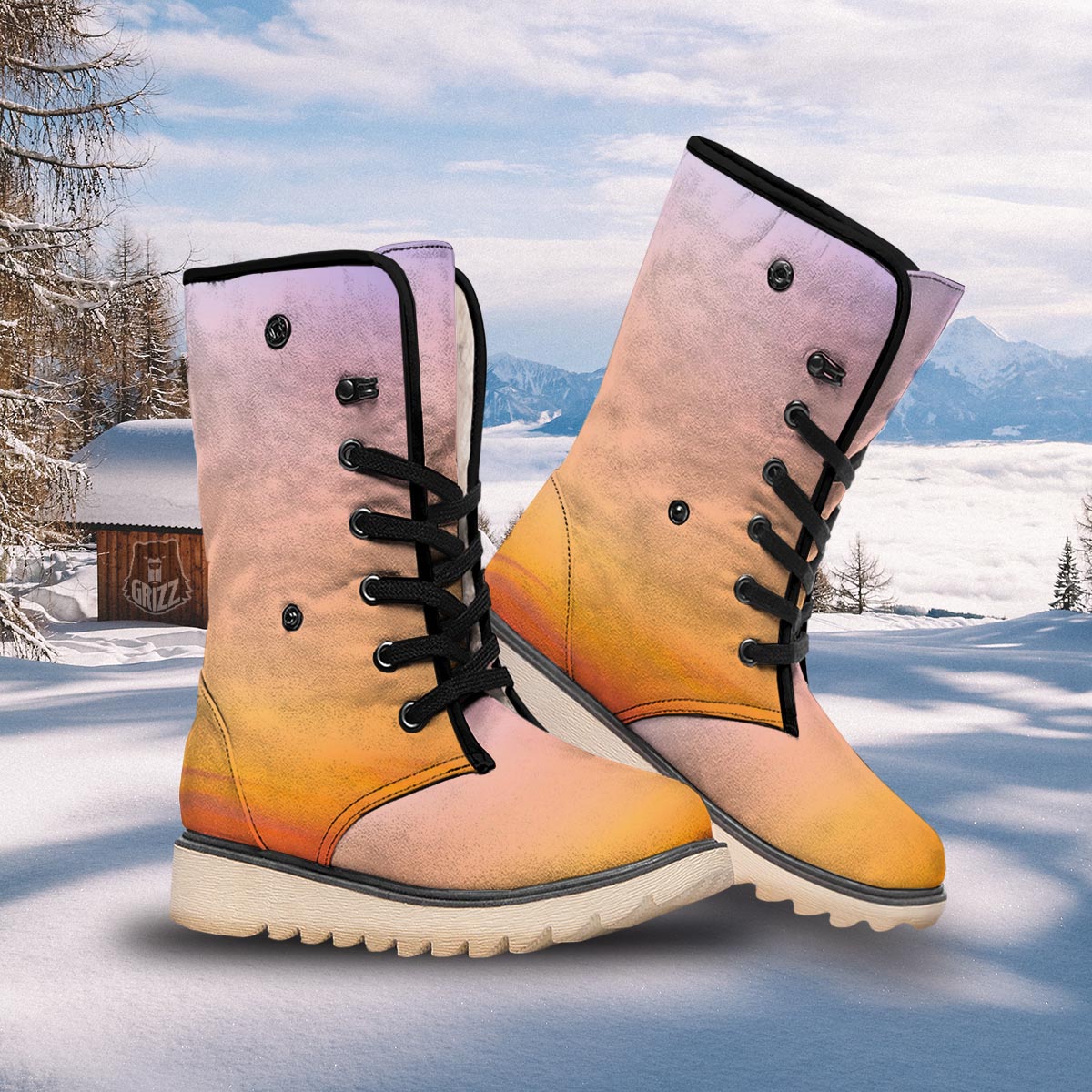 Sky Sunrise Print Snow Boots-grizzshop