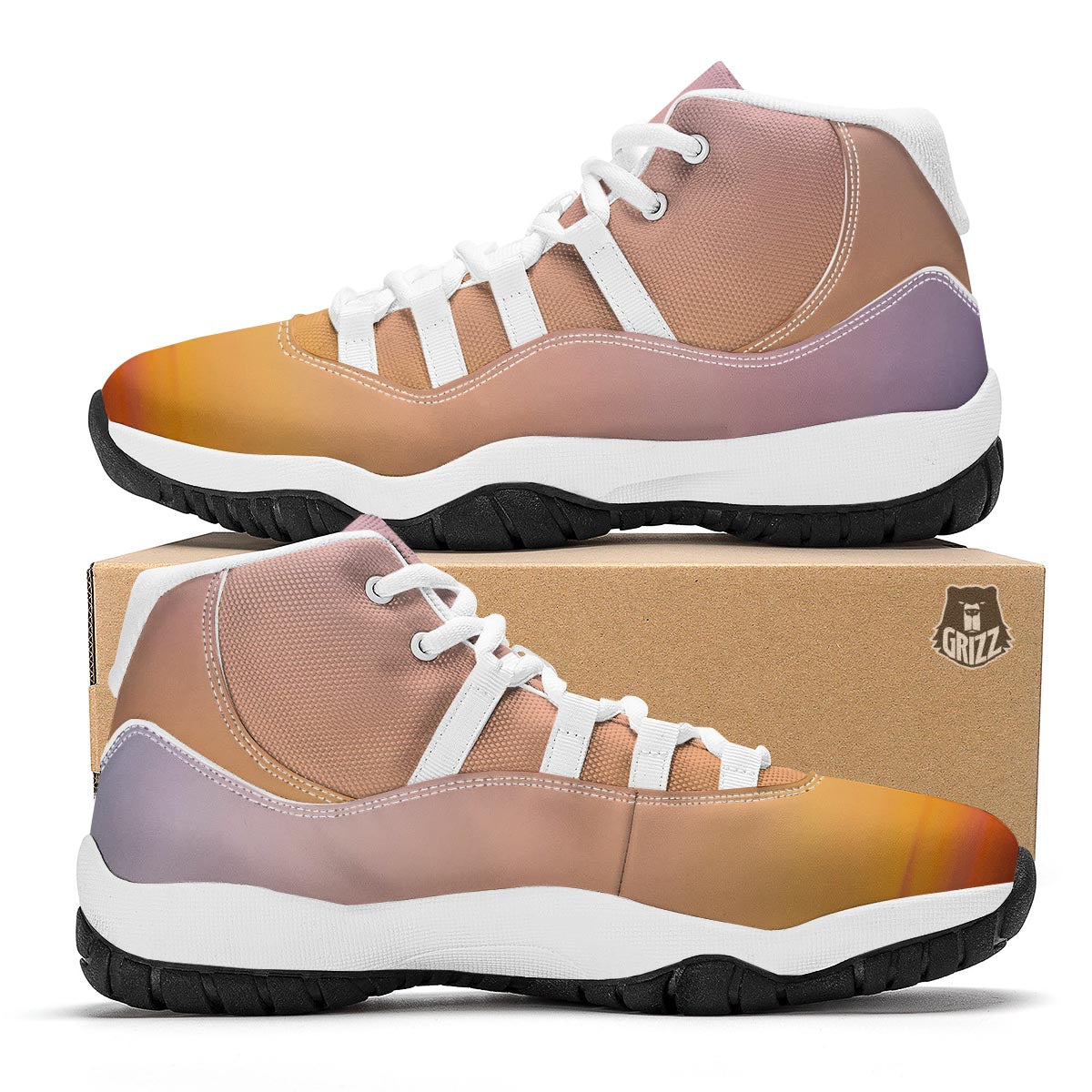Sky Sunrise Print White Bball Shoes-grizzshop