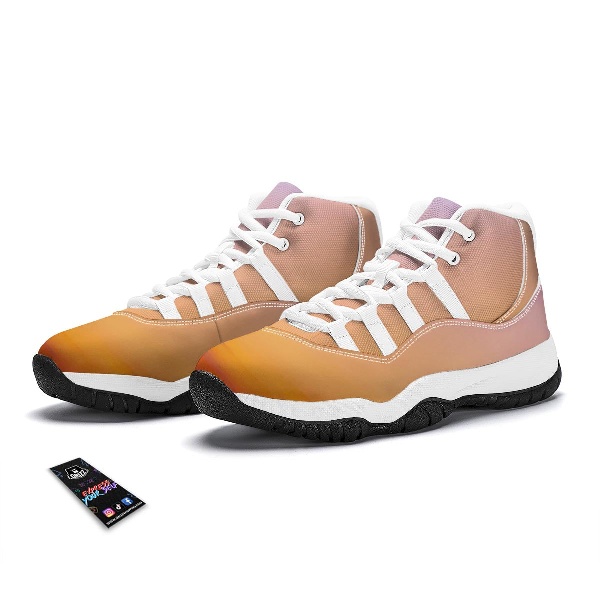 Sky Sunrise Print White Bball Shoes-grizzshop