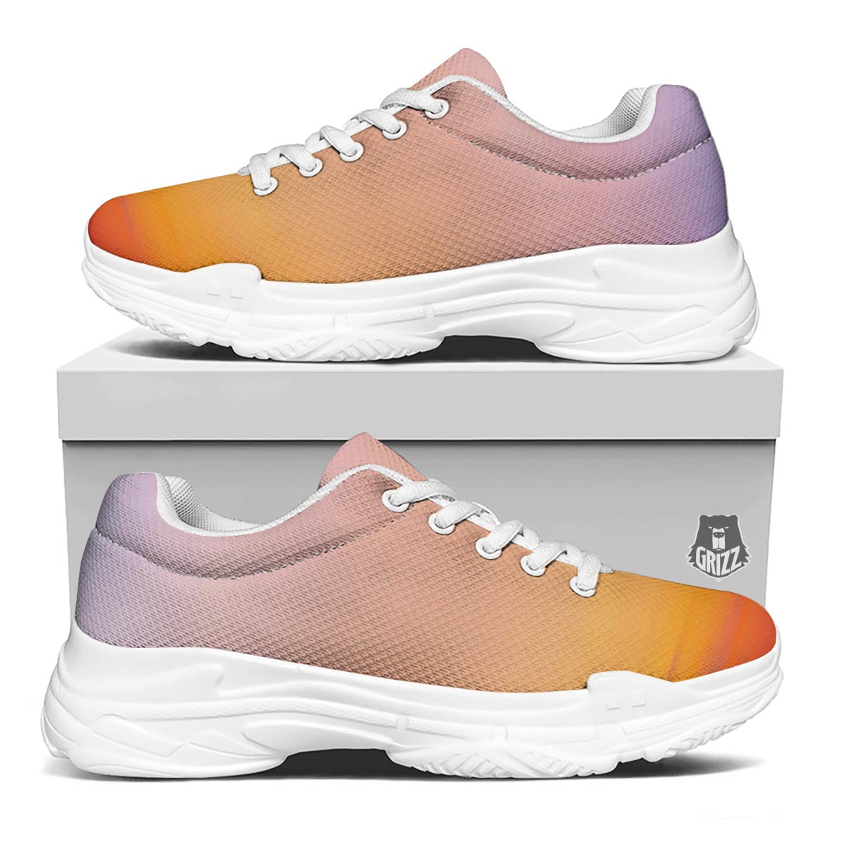 Sky Sunrise Print White Chunky Shoes-grizzshop