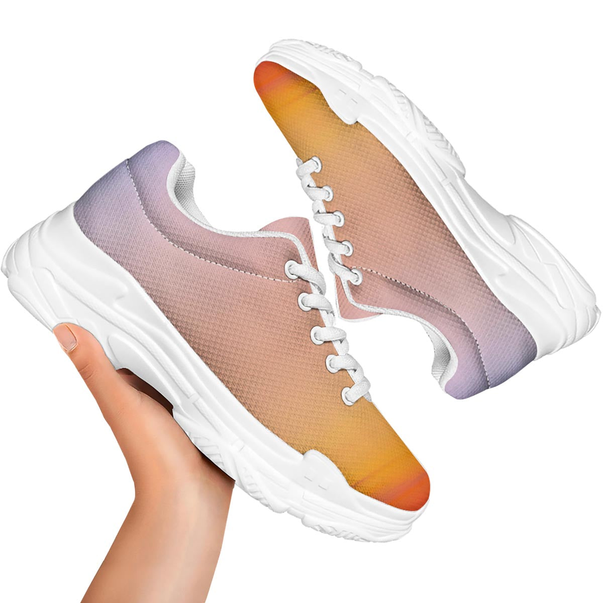 Sky Sunrise Print White Chunky Shoes-grizzshop