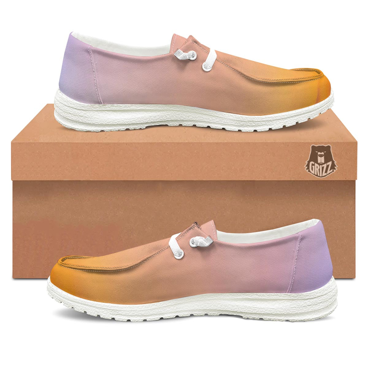Sky Sunrise Print White Loafers-grizzshop