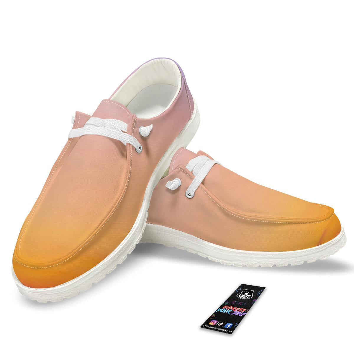 Sky Sunrise Print White Loafers-grizzshop