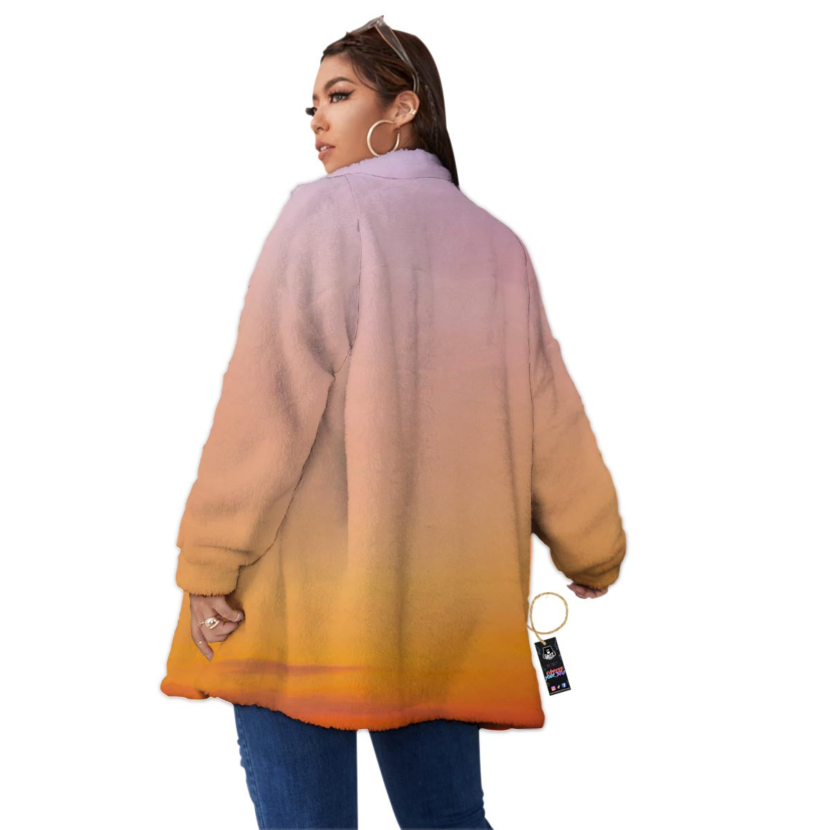 Sky Sunrise Print Women's Sherpa Jacket-grizzshop