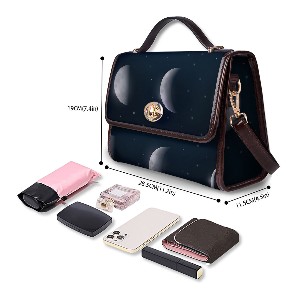 Sky Moon Night Phase Print Women's Satchel Bag