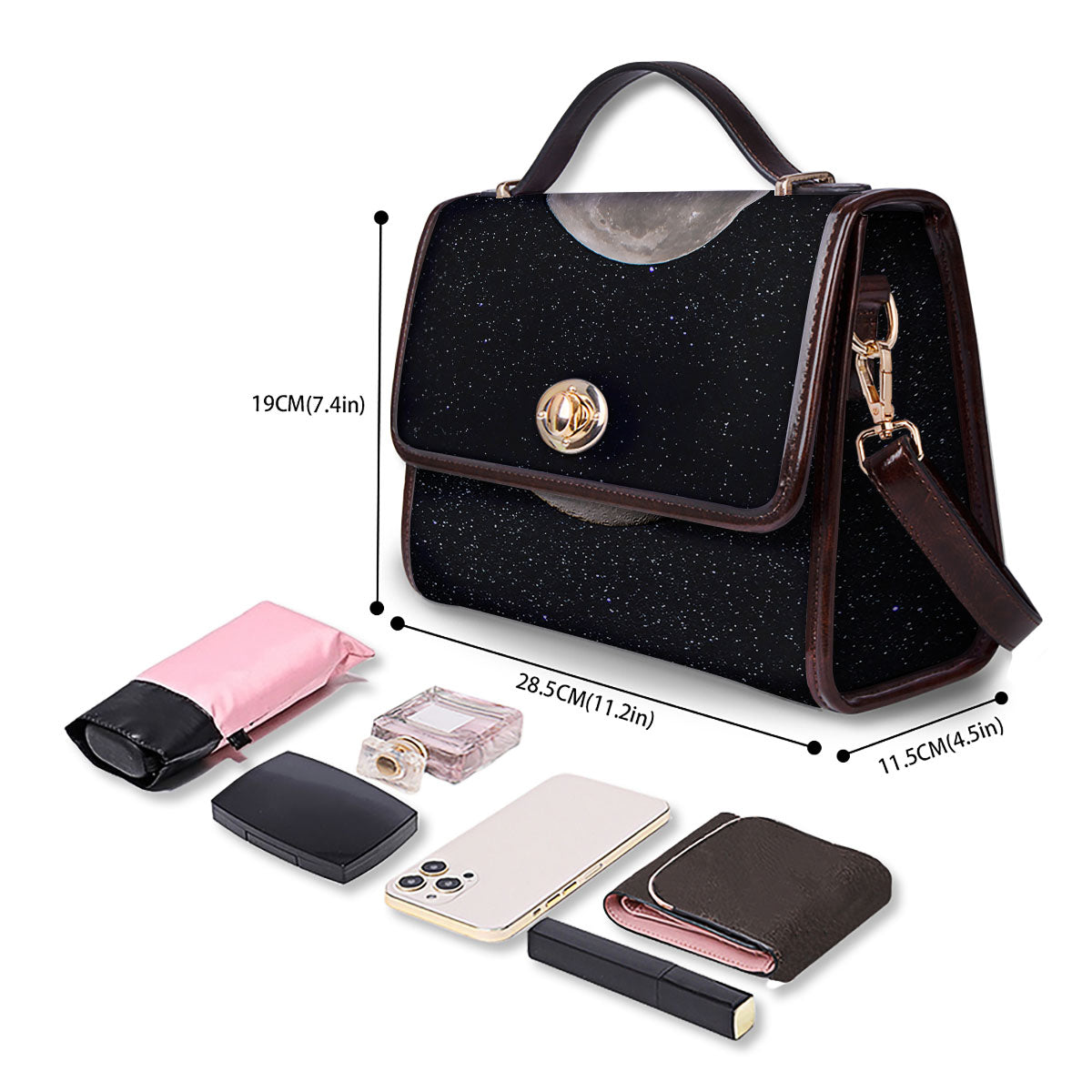 Sky Night Full Moon Print Women's Satchel Bag