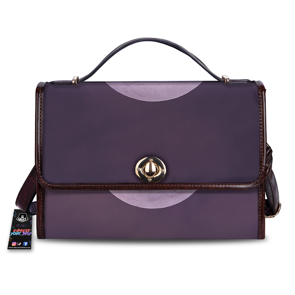 Sky Purple And Full Moon Print Women's Satchel Bag