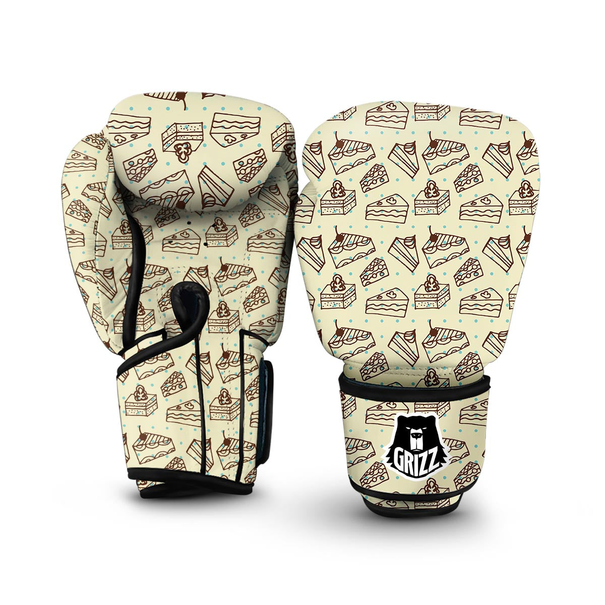 Slice Cake Pattern Print Boxing Gloves-grizzshop