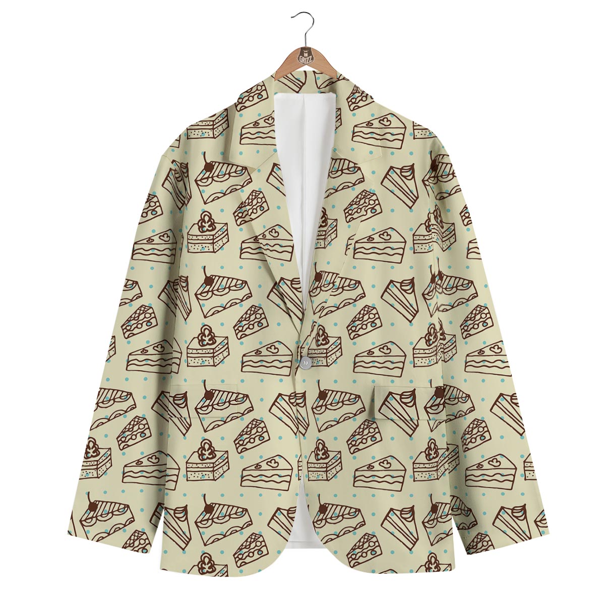 Slice Cake Pattern Print Men's Blazer-grizzshop