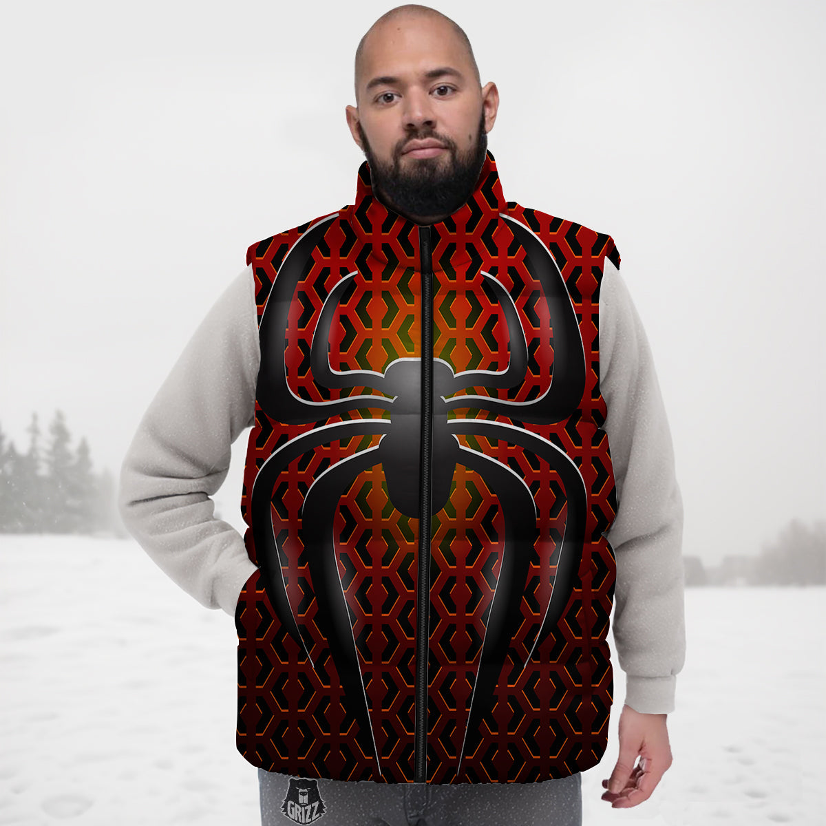 Slice Lemon Pattern Print Down Vest-grizzshop