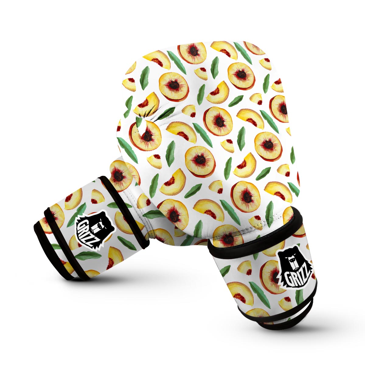 Slice Peach Pattern Print Boxing Gloves-grizzshop