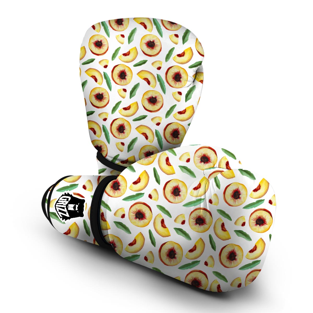 Slice Peach Pattern Print Boxing Gloves-grizzshop