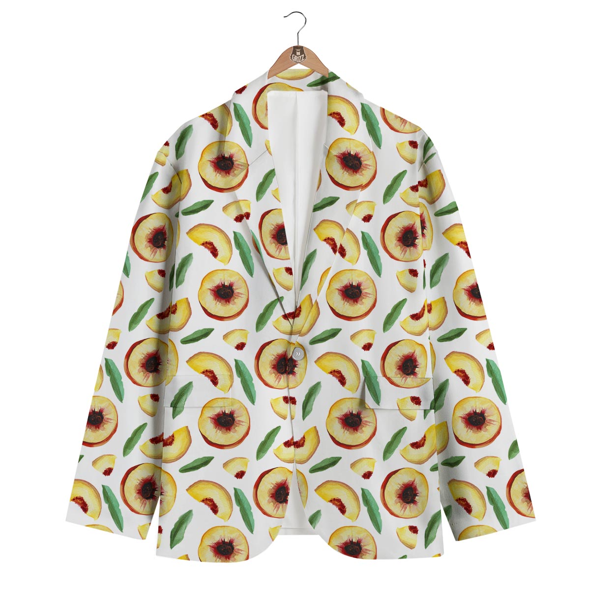 Slice Peach Pattern Print Men's Blazer-grizzshop
