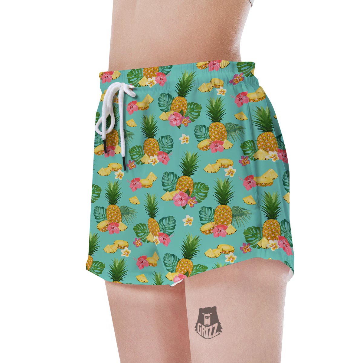 Slice Tropical Pineapple Print Women's Shorts-grizzshop