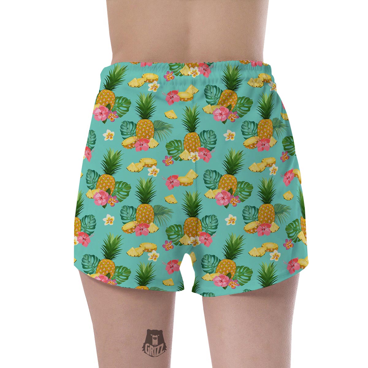Slice Tropical Pineapple Print Women's Shorts-grizzshop