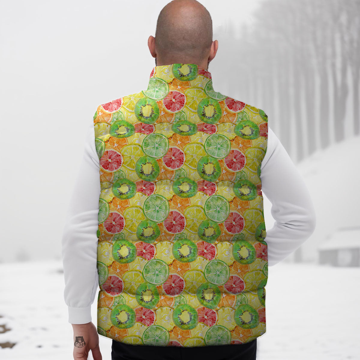 Slices Fruit Orange Print Pattern Down Vest-grizzshop