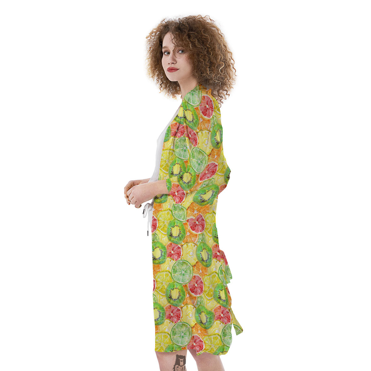 Slices Fruit Orange Print Pattern Kimono-grizzshop