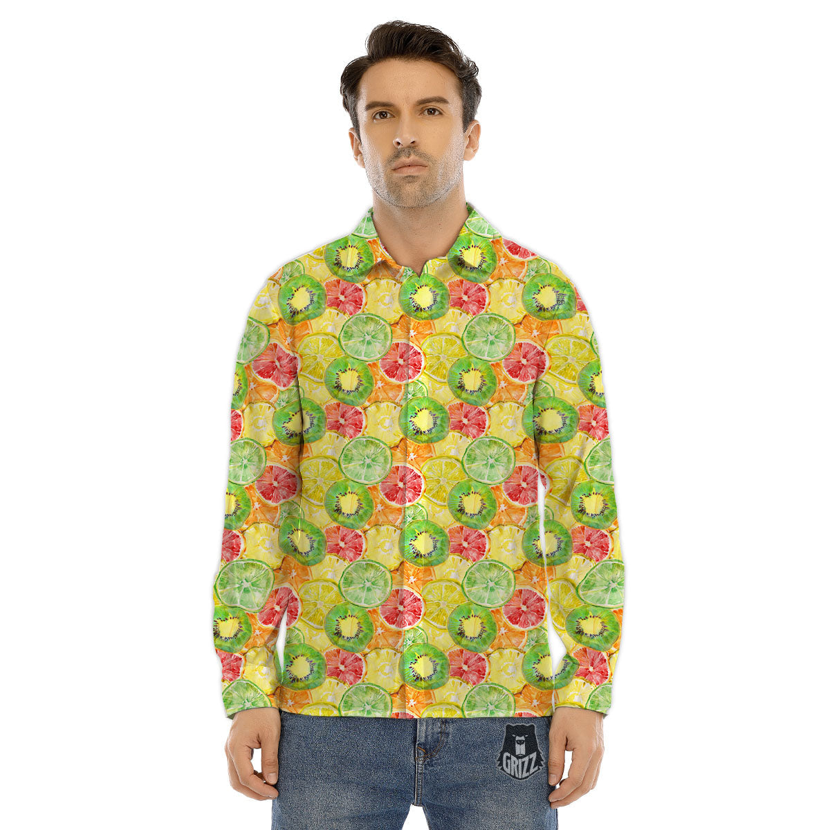 Slices Fruit Orange Print Pattern Men's Dress Shirts-grizzshop