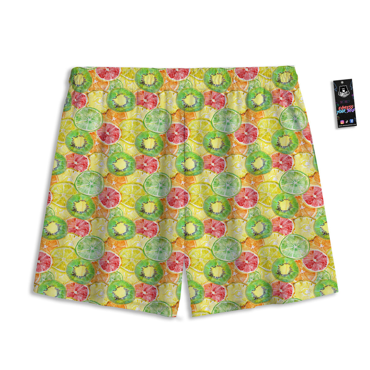 Slices Fruit Orange Print Pattern Mesh Shorts-grizzshop