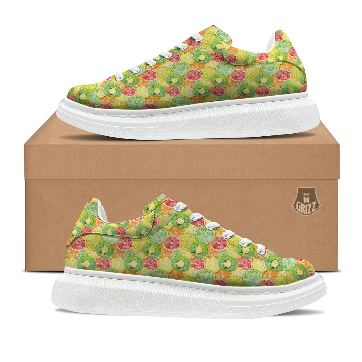 Slices Fruit Orange Print Pattern Platform Shoes-grizzshop